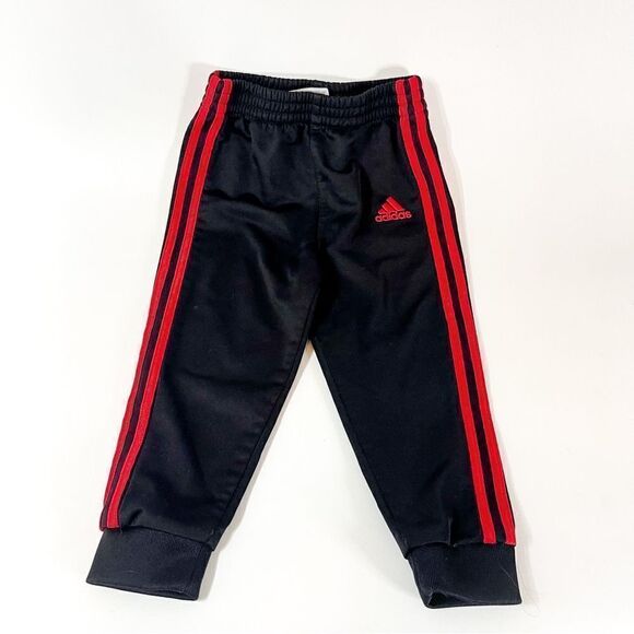 Adidas Infant Boys' Black and Red Classic Track Pants - Size 18M - Picture 1 of 5